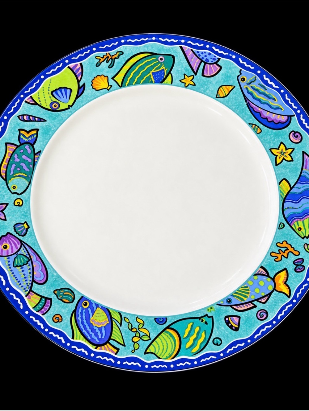 Sakura Caribbean Wave Dinner Plate Tropical Fish Sue Zipkin 1996 Vintage